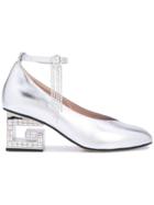 Gucci Metallic G Block Heel Pumps - Silver