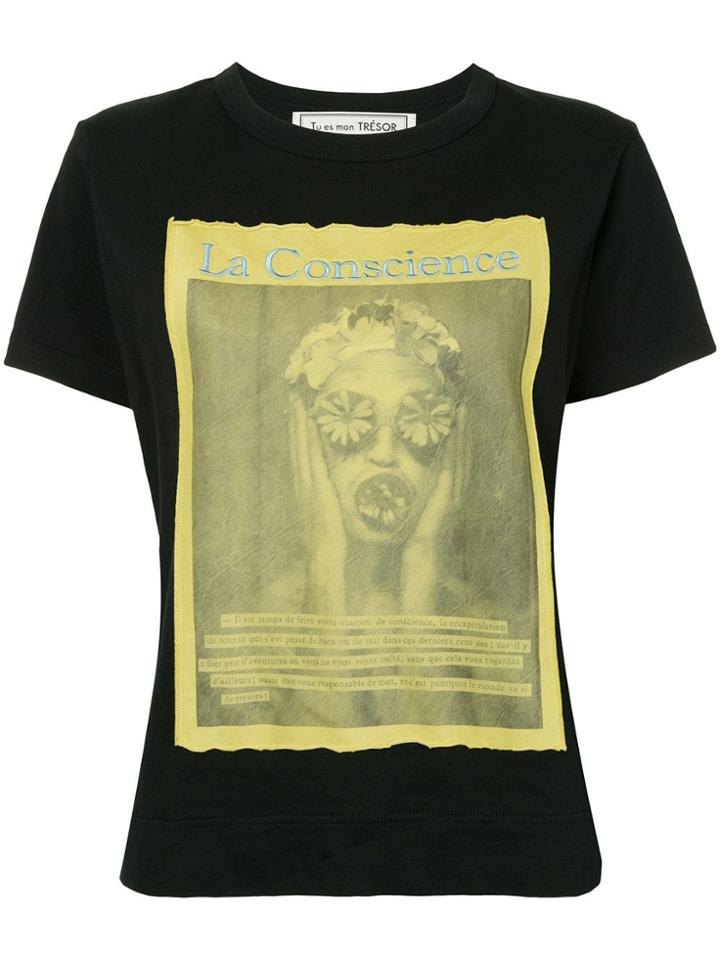 Tu Es Mon Trésor Le Conscience Printed T-shirt - Black