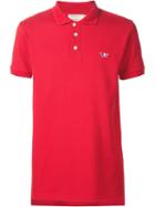 Maison Kitsuné Logo Embroidered Polo Shirt, Men's, Size: Medium, Red, Cotton