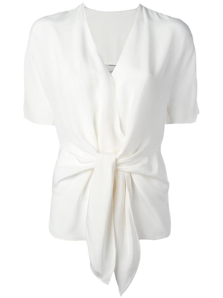 3.1 Phillip Lim Tie-front Shortsleeved Blouse, Women's, Size: 2, White, Silk