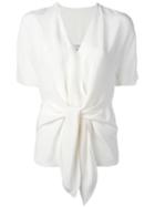 3.1 Phillip Lim Tie-front Shortsleeved Blouse, Women's, Size: 2, White, Silk