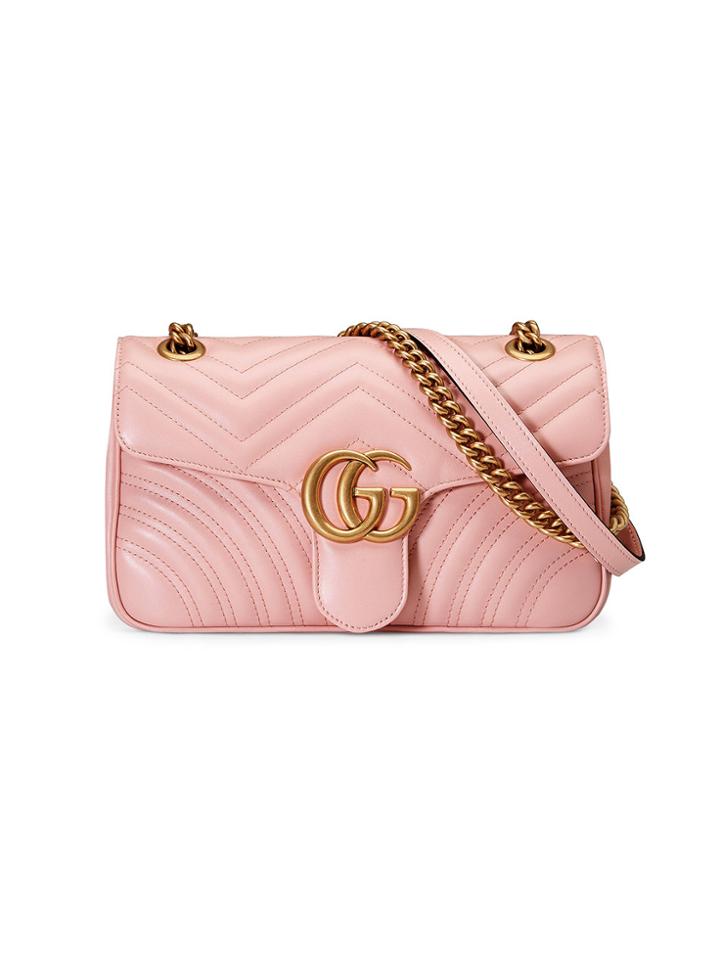 Gucci Gg Marmont Matelassé Shoulder Bag - Pink & Purple