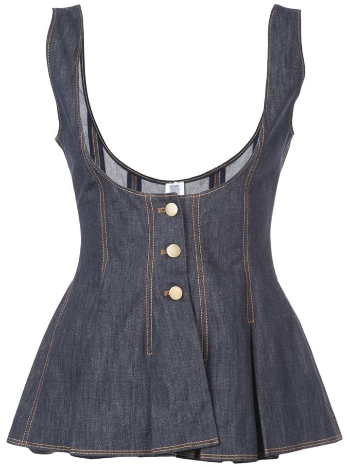 Rosie Assoulin Low Neck Peplum Top - Blue