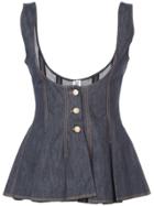 Rosie Assoulin Low Neck Peplum Top - Blue