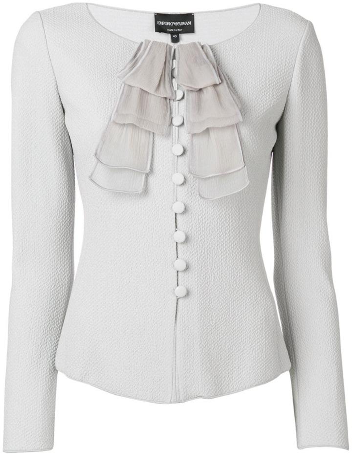 Emporio Armani Fitted Ruffle Detail Jacket - Grey