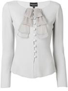 Emporio Armani Fitted Ruffle Detail Jacket - Grey