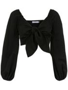 Nk Collection Knot Cropped Blouse - Black