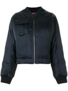 Dvf Diane Von Furstenberg Satin Bomber Jacket - Blue