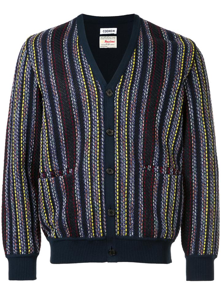 Coohem Striped Tweed Cardigan - Blue