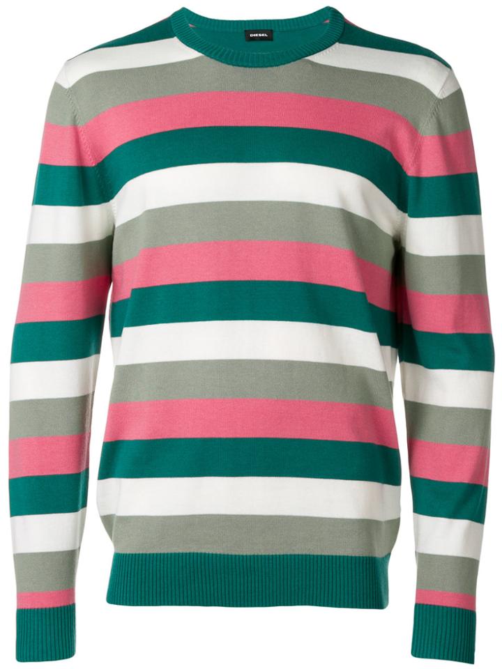 Diesel Colour-block Striped Sweater - Green