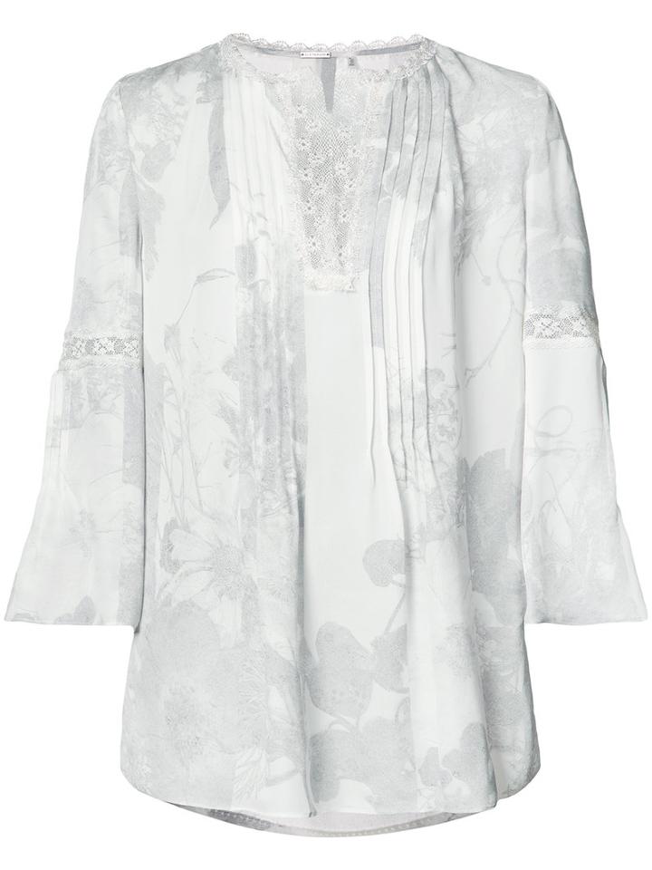 Elie Tahari Cropped Sleeves Blouse, Women's, Size: Medium, White, Silk