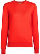Burberry Vintage Check Detail Merino Wool Sweater - Red