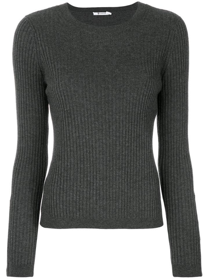 T By Alexander Wang Rib Knit Sweater - Grey