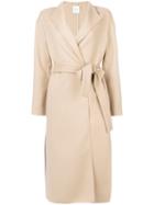 Agnona - Belted Coat - Women - Polyamide/viscose/wool - 40, Nude/neutrals, Polyamide/viscose/wool