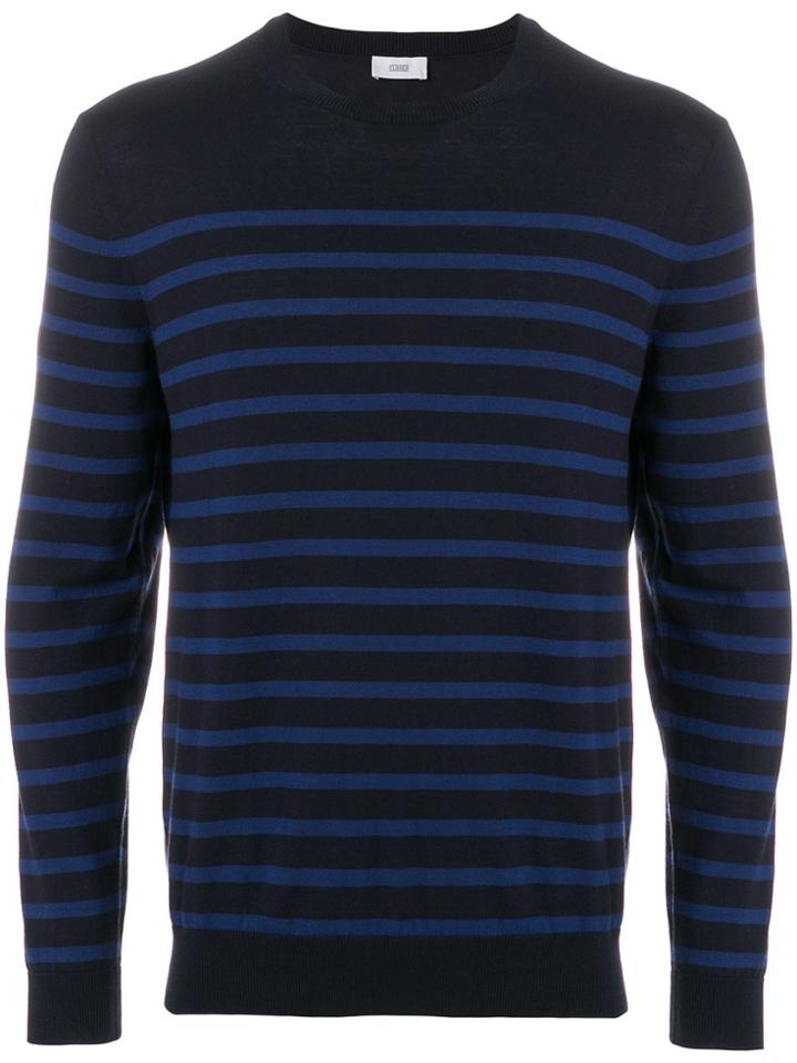 Closed Striped Crew Neck Sweater - Blue