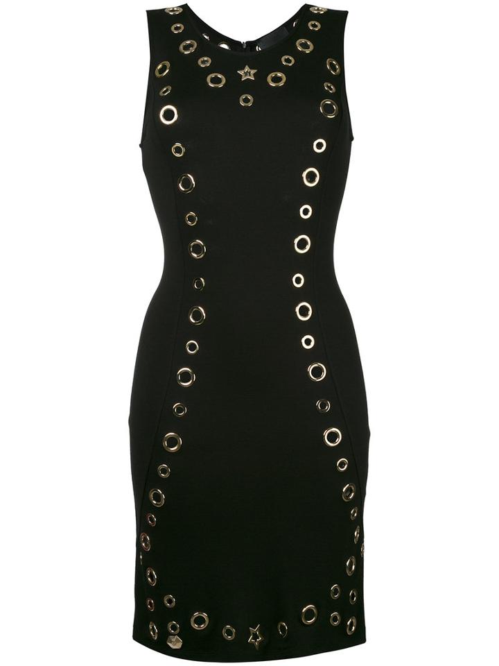Philipp Plein - Eyelet Detail Dress - Women - Polyester/spandex/elastane/viscose/zamac - M, Black, Polyester/spandex/elastane/viscose/zamac