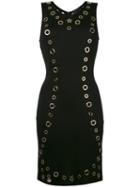 Philipp Plein - Eyelet Detail Dress - Women - Polyester/spandex/elastane/viscose/zamac - M, Black, Polyester/spandex/elastane/viscose/zamac