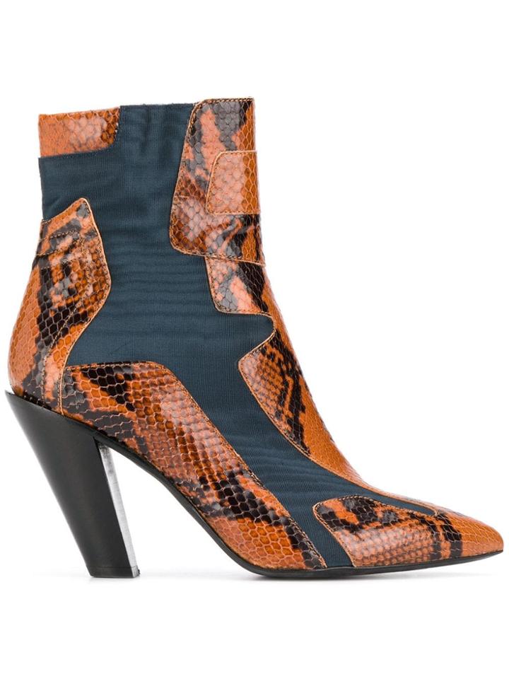 A.f.vandevorst Snakeskin Effect Ankle Boots - Brown