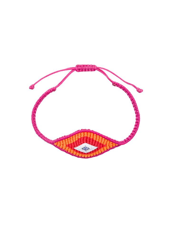 Diane Kordas 18kt Gold And Diamond Woven Evil Eye Bracelet - Red