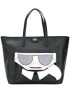 Karl Lagerfeld Face Detail Tote Bag, Women's, Black