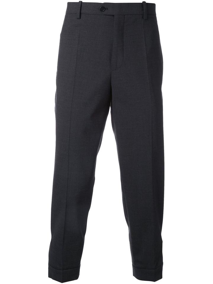 Neil Barrett Cropped Trousers, Men's, Size: 46, Grey, Polyester/polyurethane/rayon/wool