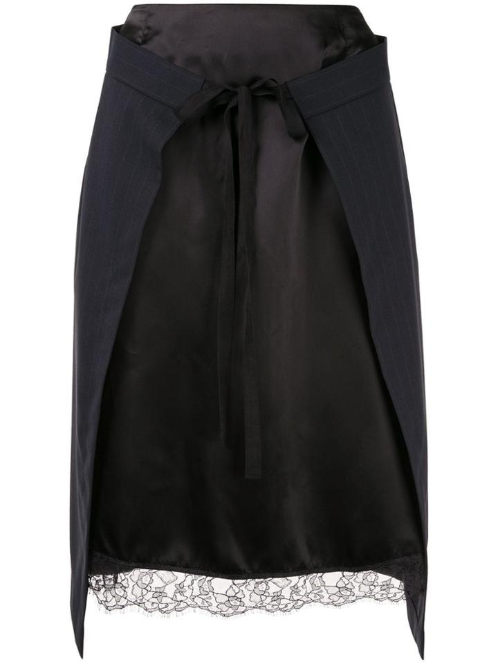 Mm6 Maison Margiela Pinstriped Layered Tie Skirt - Blue