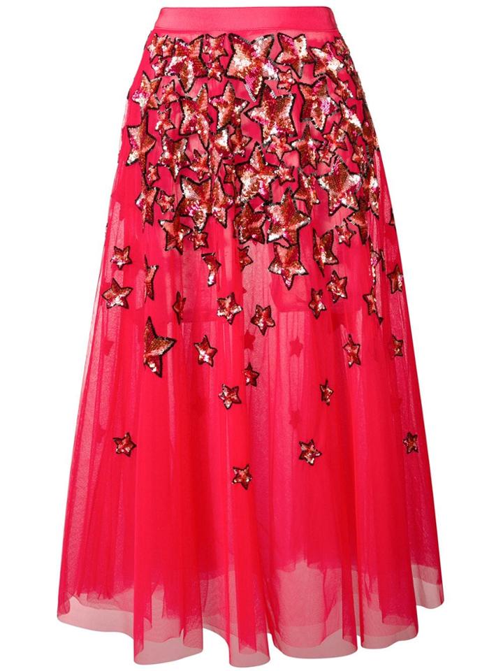 Elisabetta Franchi Midi Tulle Skirt - Red