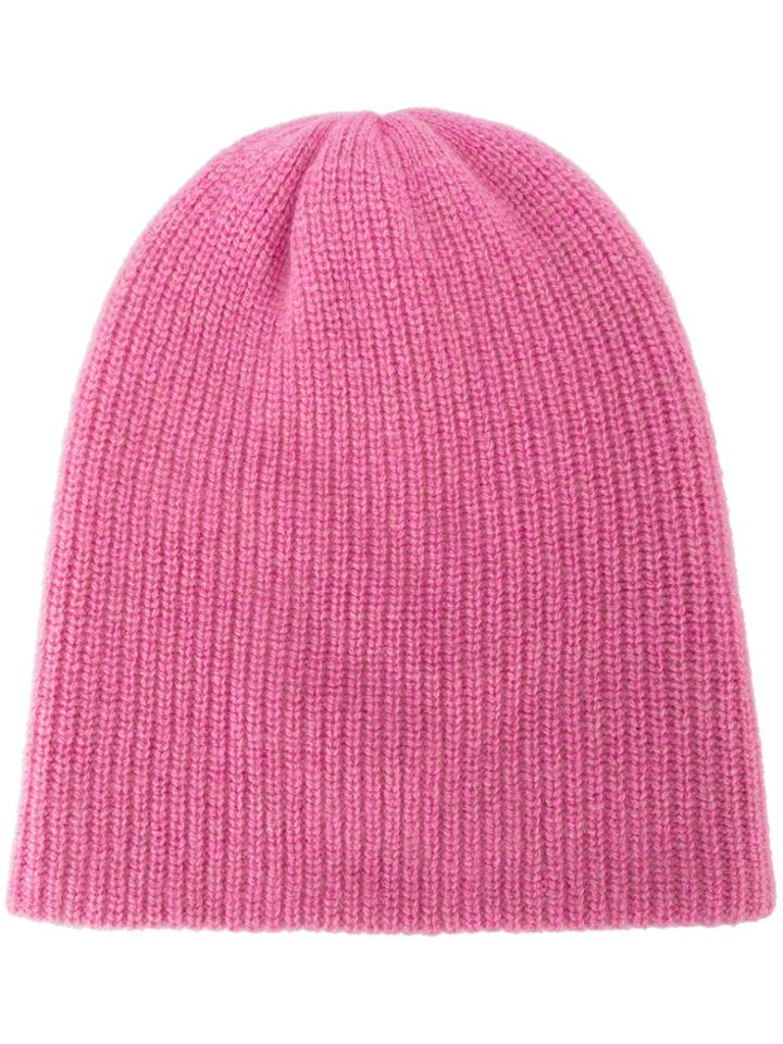 The Elder Statesman Pink Watchman Ribbed Beanie - Pink & Purple