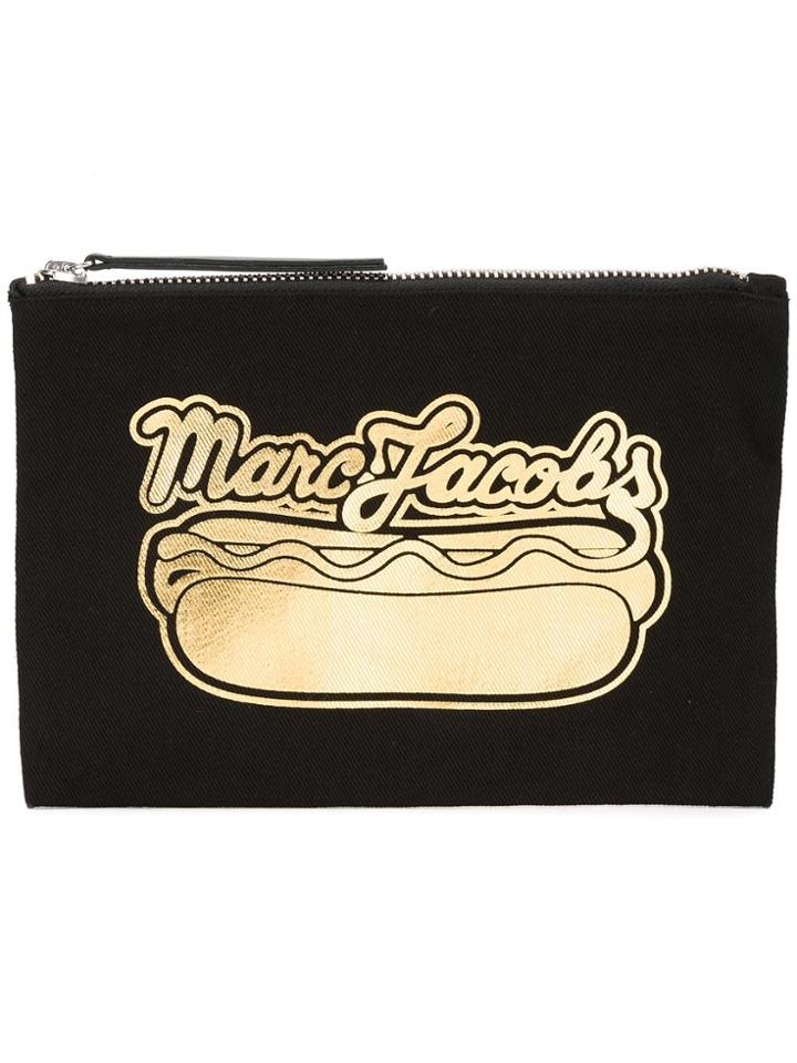 Marc Jacobs Logo Hot Dog Print Clutch - Black