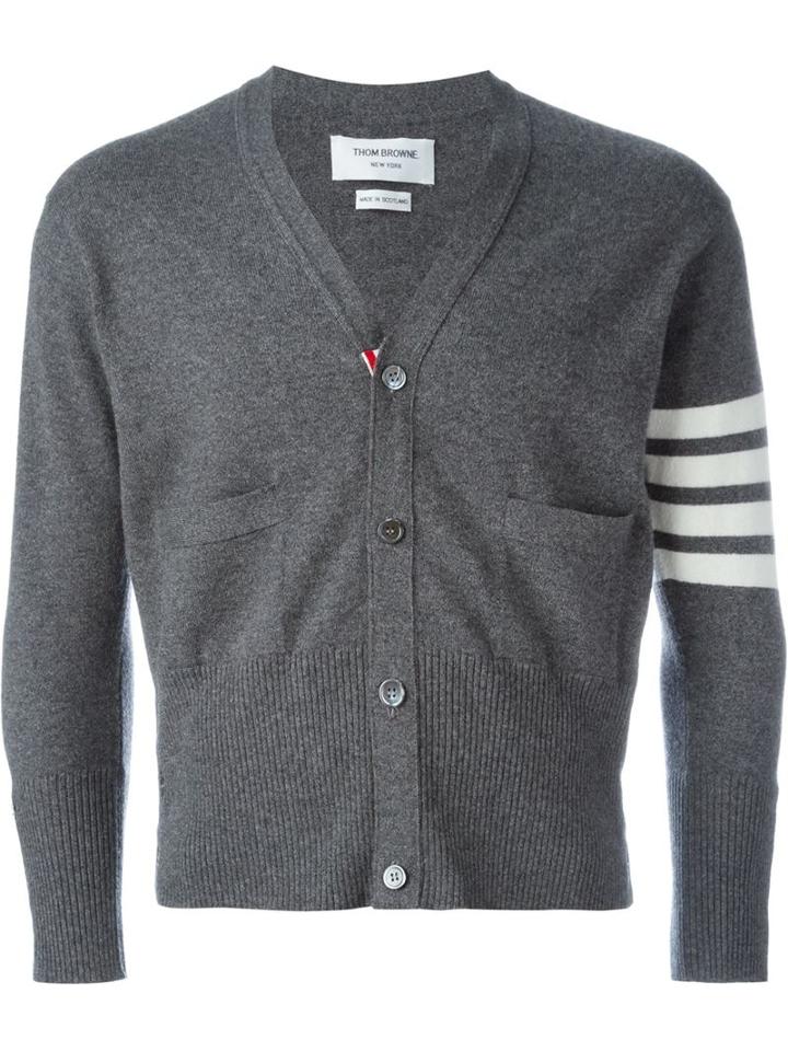 Thom Browne Striped Sleeve Cardigan, Men's, Size: 0, Cashmere