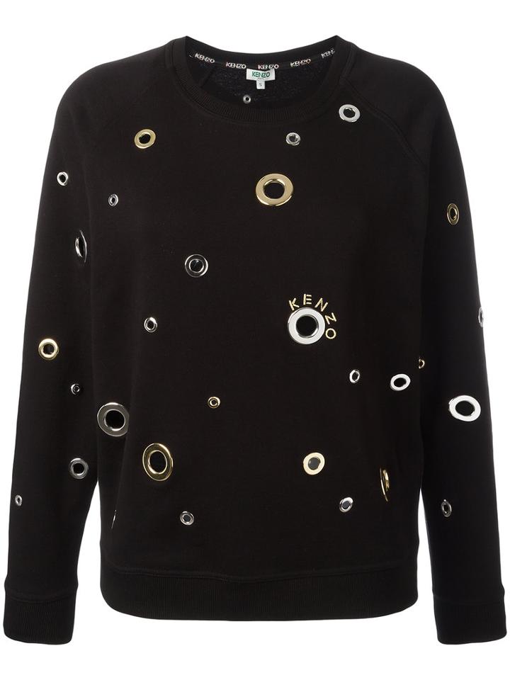 Kenzo Eyelet Embellished Sweatshirt, Women's, Size: Large, Black, Cotton/polyester/polyamide/metal