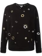 Kenzo Eyelet Embellished Sweatshirt, Women's, Size: Large, Black, Cotton/polyester/polyamide/metal