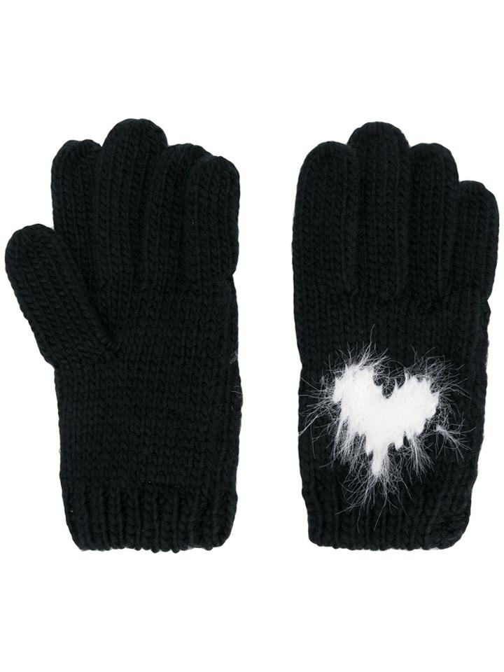 Twin-set Heart Intarsia Gloves - Black