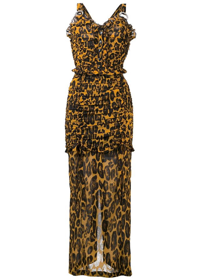 Alessandra Rich - Leopard Print Dress - Women - Silk/polyamide/spandex/elastane - 44, Brown, Silk/polyamide/spandex/elastane