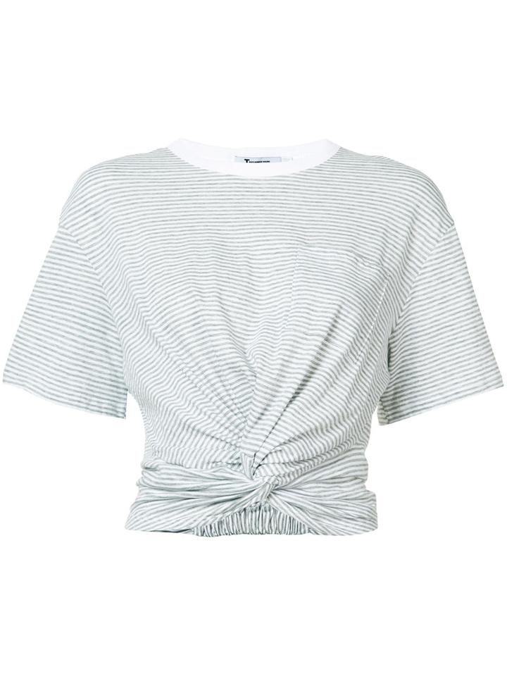 T By Alexander Wang Ruched Detail T-shirt, Women's, Size: Small, Grey, Cotton