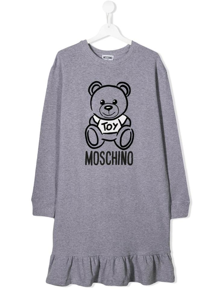 Moschino Kids Teen Bear Logo Sweatshirt Dress - Grey
