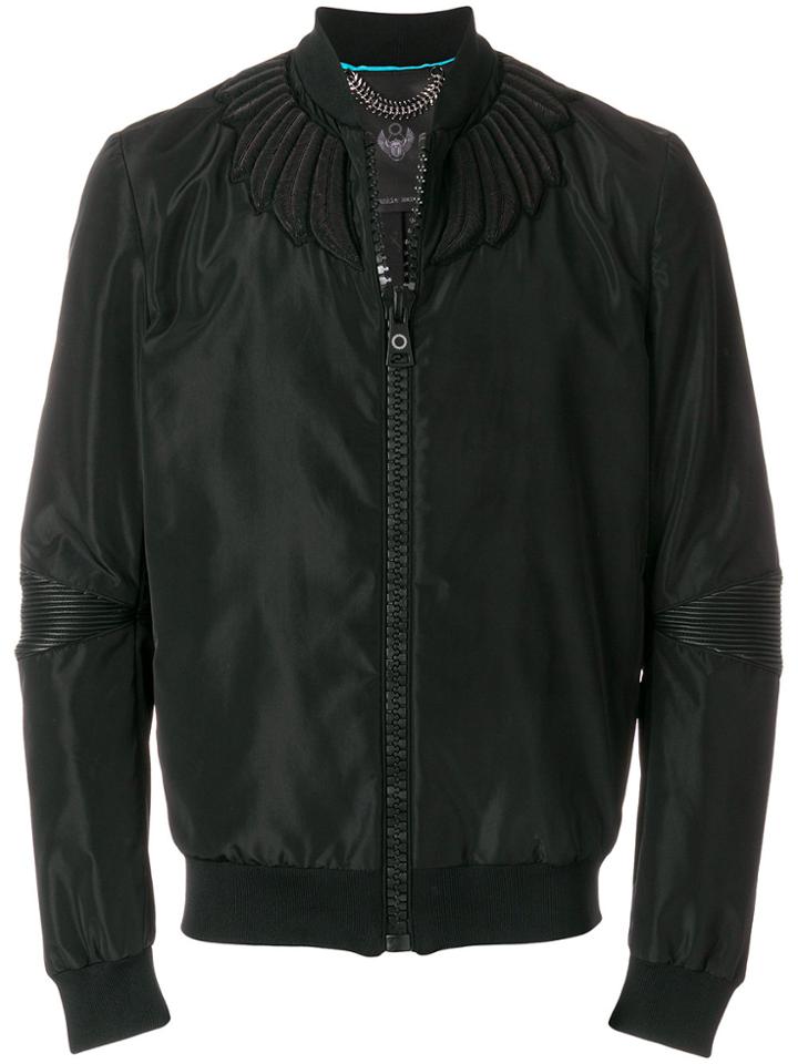 Frankie Morello Ruched Bomber Jacket - Black