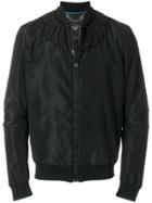 Frankie Morello Ruched Bomber Jacket - Black