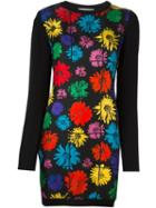 Moschino Floral Knitted Dress, Women's, Size: 44, Black, Silk/virgin Wool