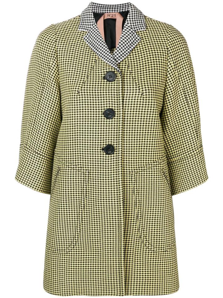No21 3/4 Sleeves Houndstooth Coat - Yellow