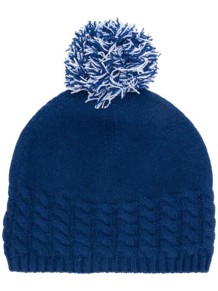 N.peal Pom-pom Knitted Beanie Hat - Blue