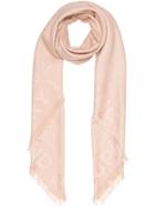 Burberry Monogram Silk Wool Jacquard Large Square Scarf - Pink