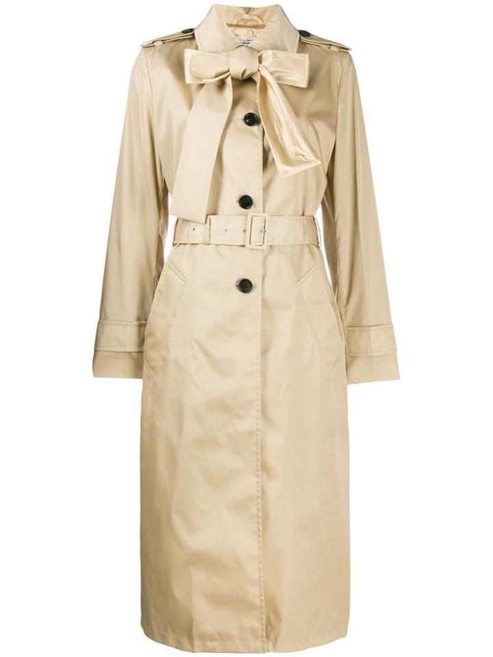 Prada Bow Detailed Trench Coat - Neutrals