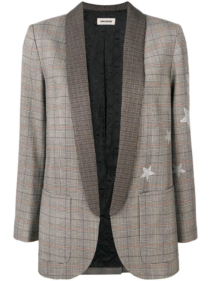 Zadig & Voltaire Star Print Check Blazer - Brown