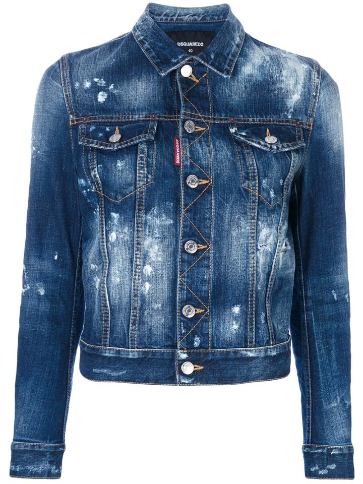 Dsquared2 - Bleached Denim Jacket - Women - Cotton - 44, Blue, Cotton