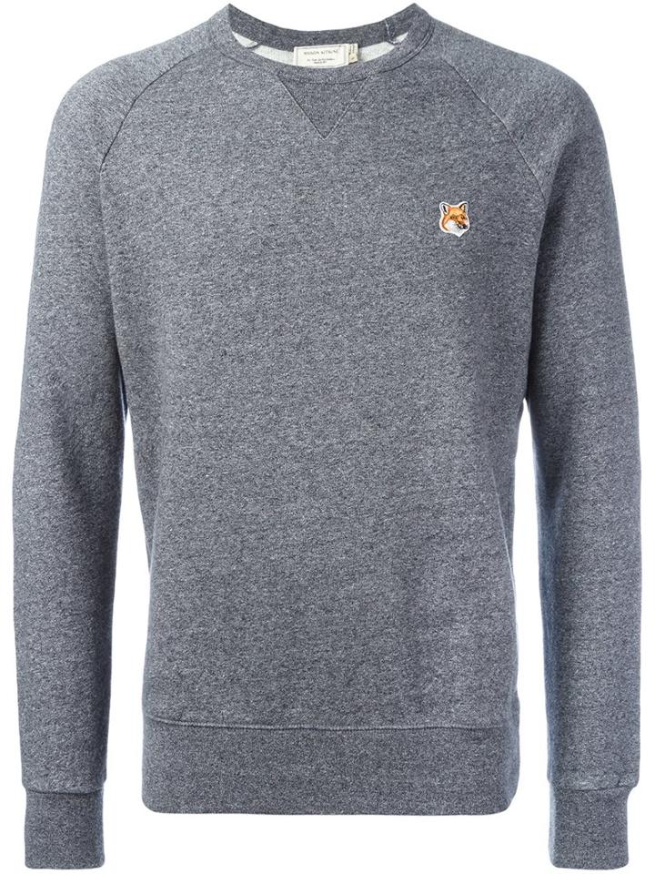 Maison Kitsuné Fox Patch Sweatshirt, Men's, Size: Small, Grey, Cotton