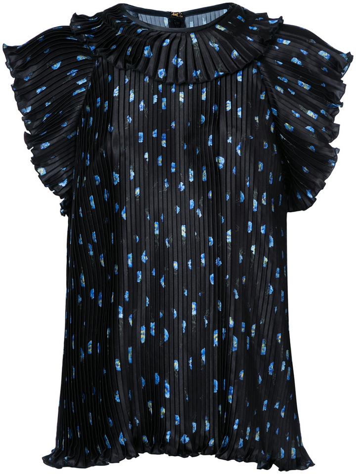 Akiko Aoki - Pleated Blouse - Women - Polyester - M, Blue, Polyester