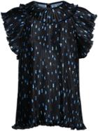 Akiko Aoki - Pleated Blouse - Women - Polyester - M, Blue, Polyester