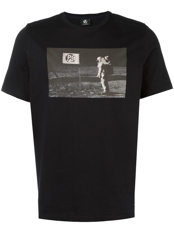 Ps By Paul Smith 'man On The Moon' T-shirt, Men's, Size: Small, Black, Organic Cotton