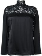 Twin-set Lace Panel Blouse, Women's, Size: Large, Black, Silk/cotton/polyamide/viscose